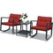 3 Pieces Wicker Rocking Bistro Set with Glass Coffee Table and Storage Shelf